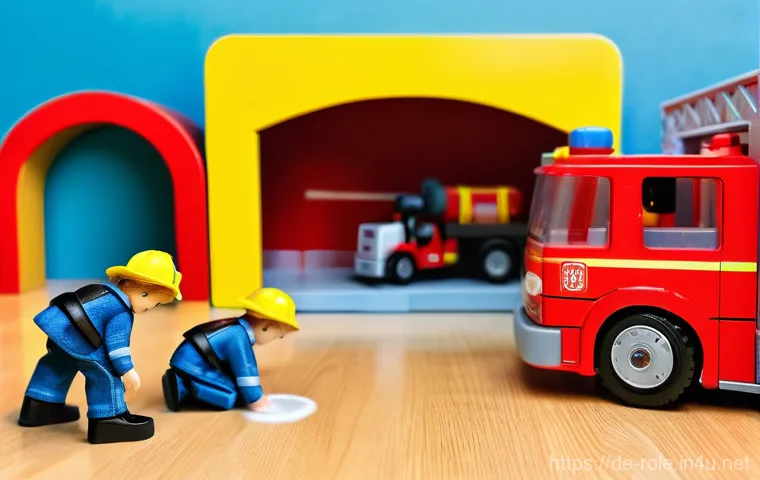 소방관 놀이 소방차 디테일 - **Prompt 1: "Little Firefighter Hero with Detailed Engine"**
    A wide shot of a cheerful 6-year-ol...