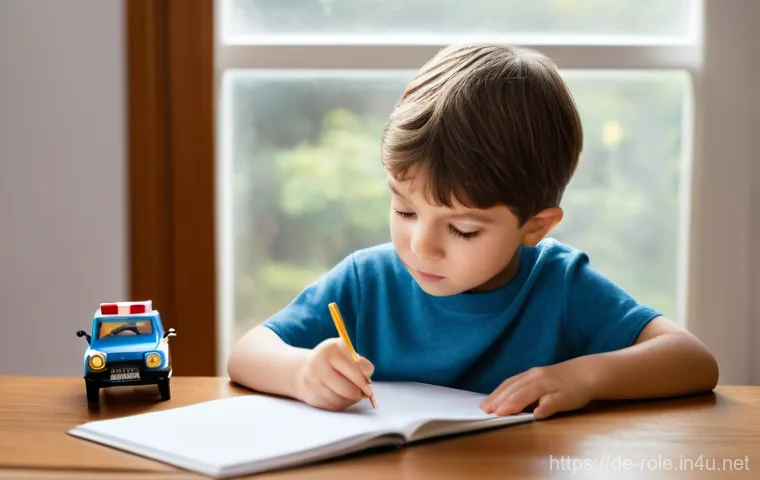 경찰관 놀이 범죄 현장 완구 - A bright and cozy living room, bathed in soft, natural light, where a curious child around 7-9 years...