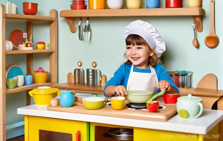 요리사 놀이 주방세트 - **Prompt 1: The Magical Influence of Play**
    "A vibrant and brightly lit scene in a child's playr...